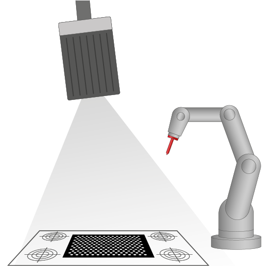 Robot calibration with calibration plate