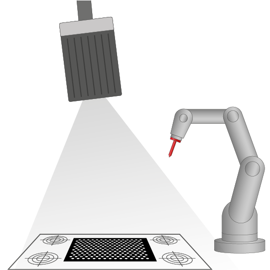 Robot calibration with calibration plate Robot calibration with calibration plate